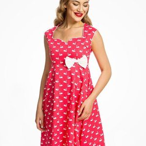 UK22 - US 18 - Lindy Bop Leda dress in Pink Swans